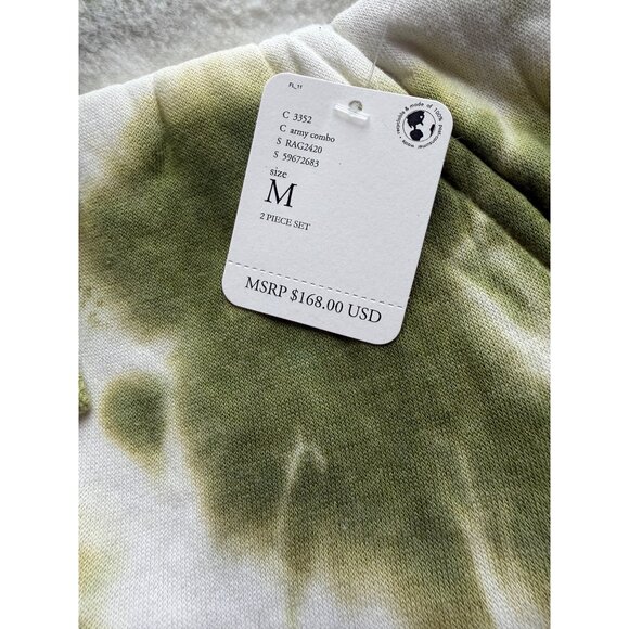 NWT Free People Green White Tie Dye Sweater Shorts Lounge Set | Athleisure Boho - Picture 10 of 15
